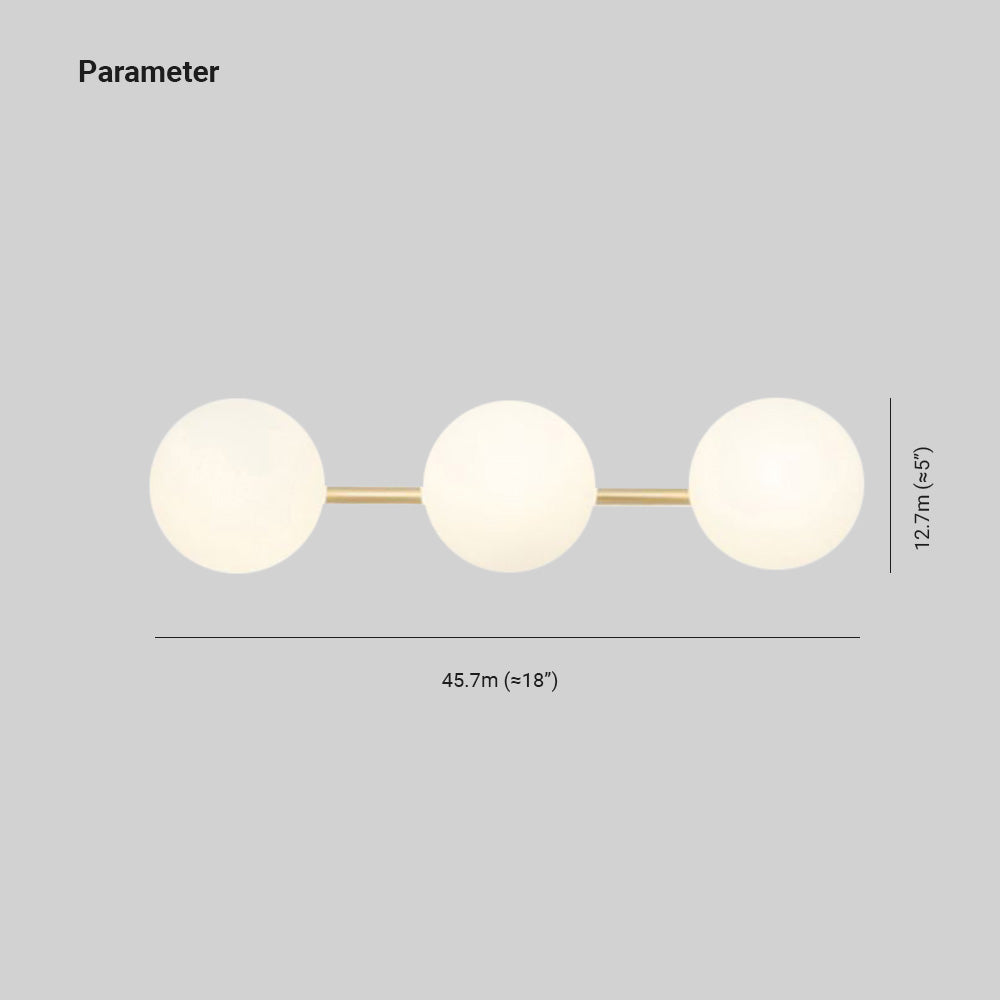 Glass Globe Vanity Sconce Metal Wall Fixture for Bathroom Bedroom Kitchen 2 or 3 Bulb LED Dimmable Hardwired Indoor Accent Lighting | Thomler