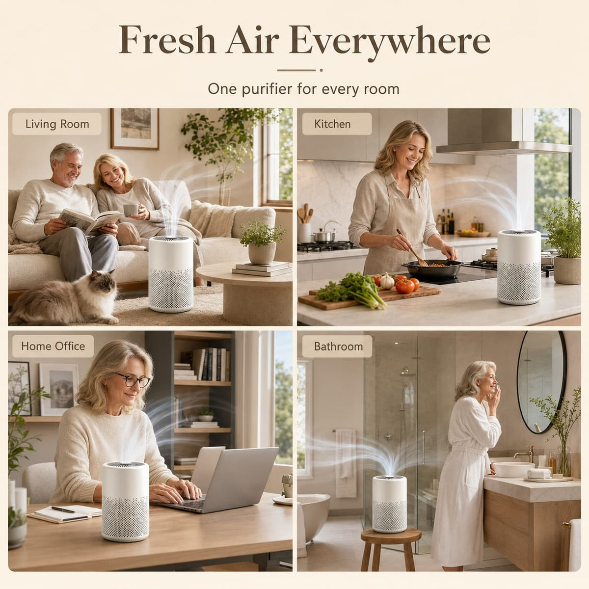Compact Multi-Stage Air Purifier for Home – Removes Odors, Pet Dander & Dust with Quiet Motor – Bedroom, Office & Living Room Air Quality | Thomler