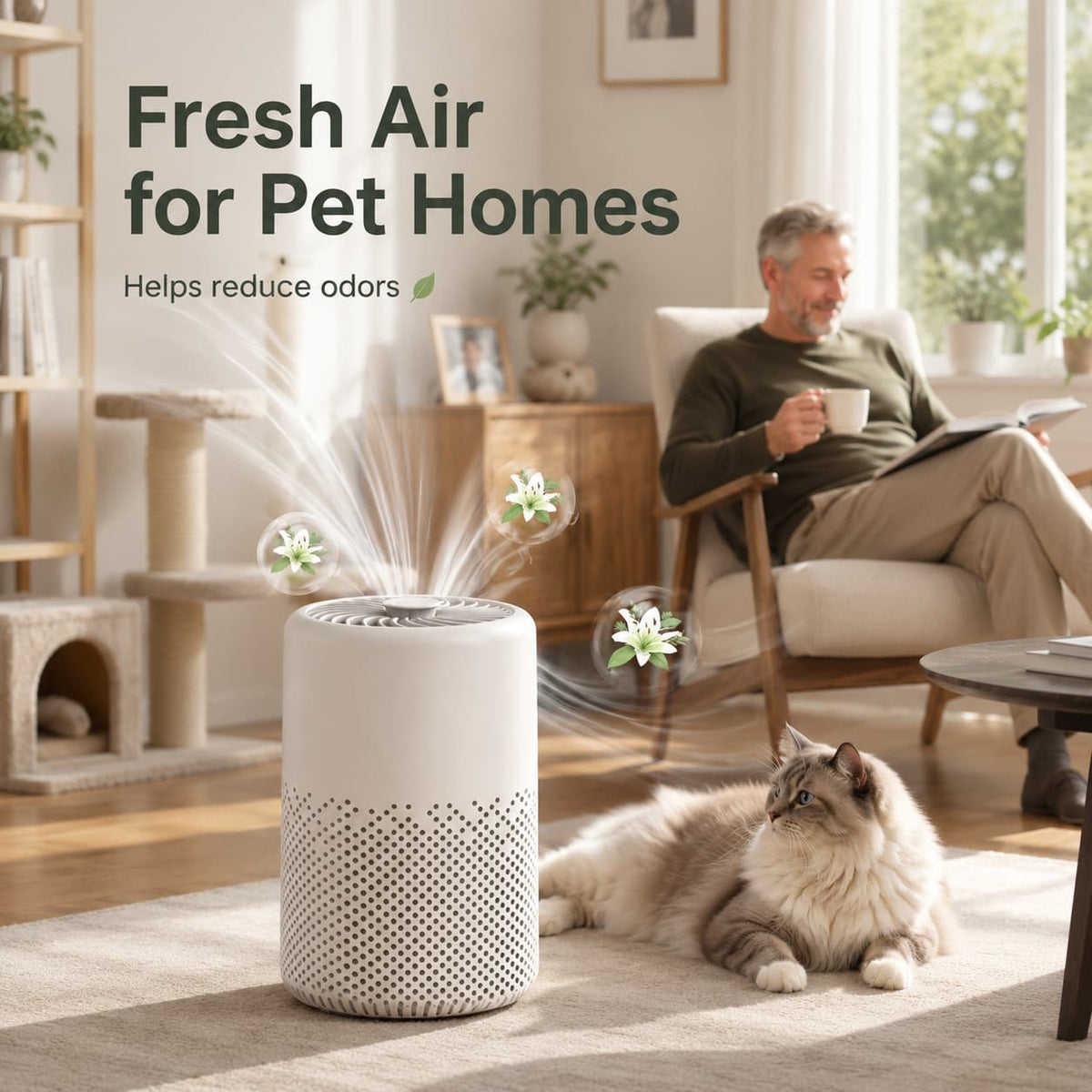 Compact Multi-Stage Air Purifier for Home – Removes Odors, Pet Dander & Dust with Quiet Motor – Bedroom, Office & Living Room Air Quality | Thomler