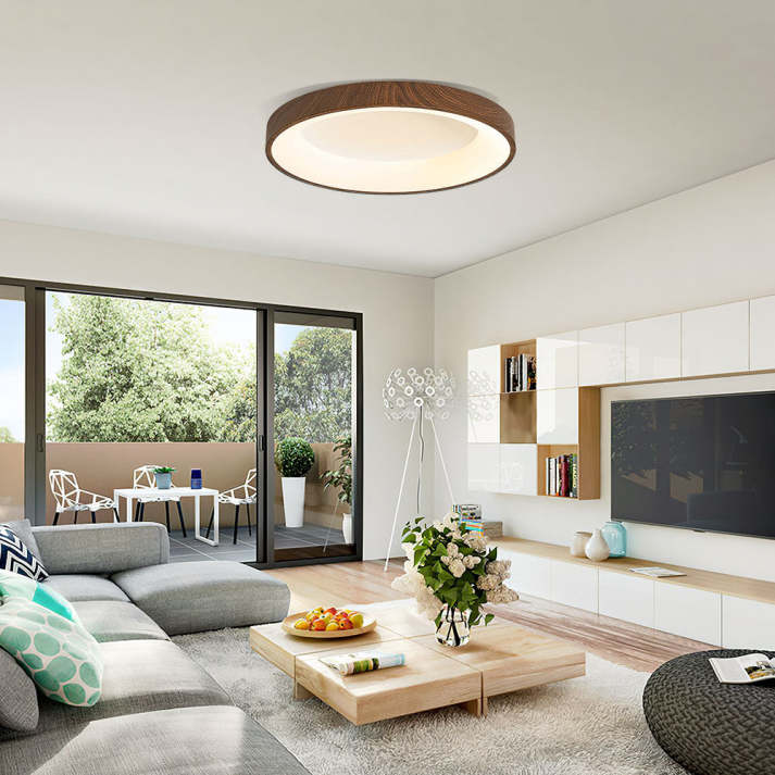 Ceiling Lamp Wood Finish 35.0 cm Round LED Living Room Bedroom Hallway Lighting | Thomler