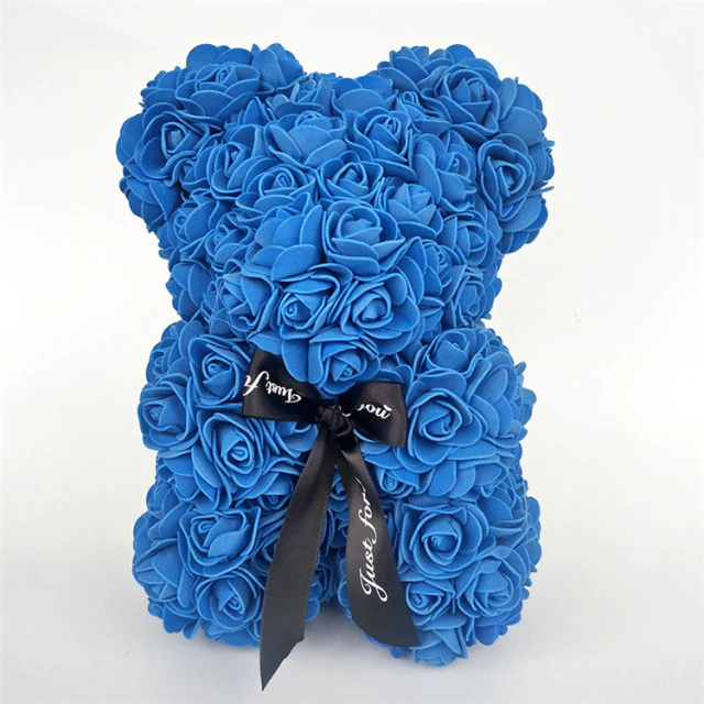 Foam Rose Bear Gift for Valentine's Day Anniversaries Birthdays – Teddy Shaped Rose Bouquet in Red Pink White Blue for Him Her – Forever | Thomler