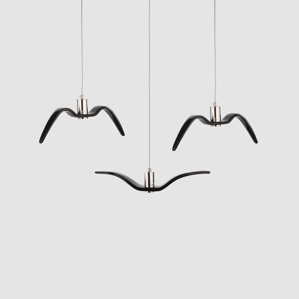 Pendant Light Resin LED 40.0 cm Black Dining Room Bird Ceiling Hanging Lamp Adjustable Cable Modern Scandinavian | Thomler
