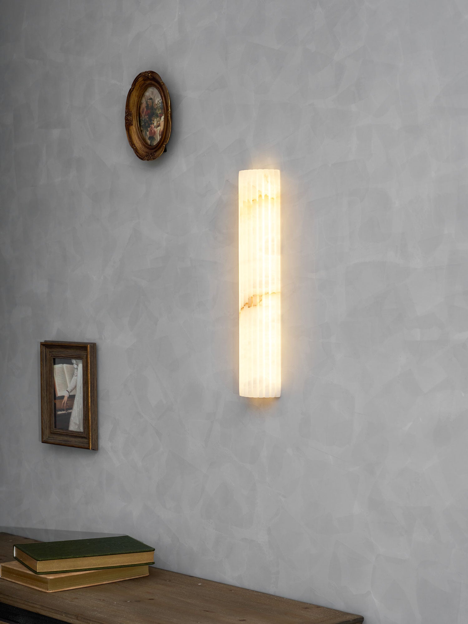 Alabaster Wall Light 11.8 in Integrated LED Indoor Ribbed Sconce Bedroom Hallway Ambient Lighting Fixture | Thomler
