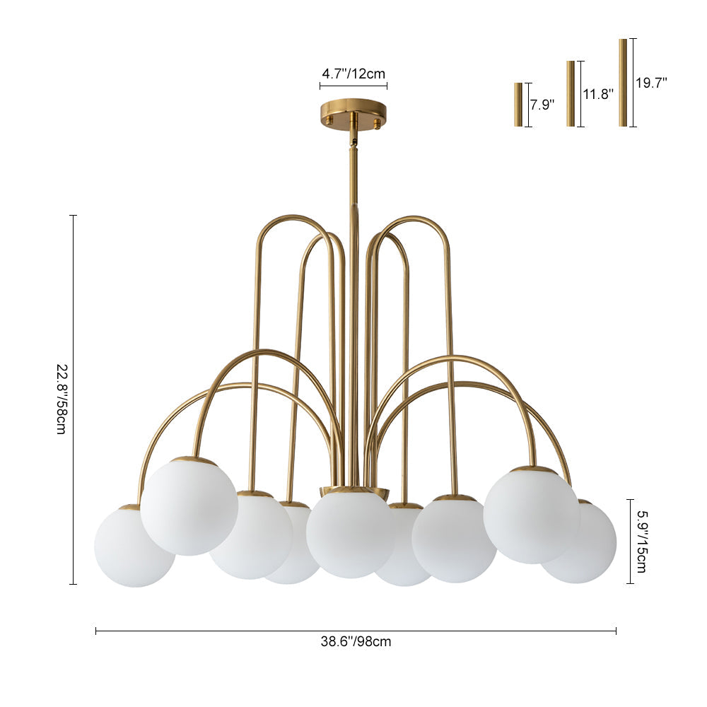 Pendant Light Glass Globe 98.0 cm Black Dining Room Sputnik Chandelier Adjustable Ten Light Ceiling Fixture | Thomler