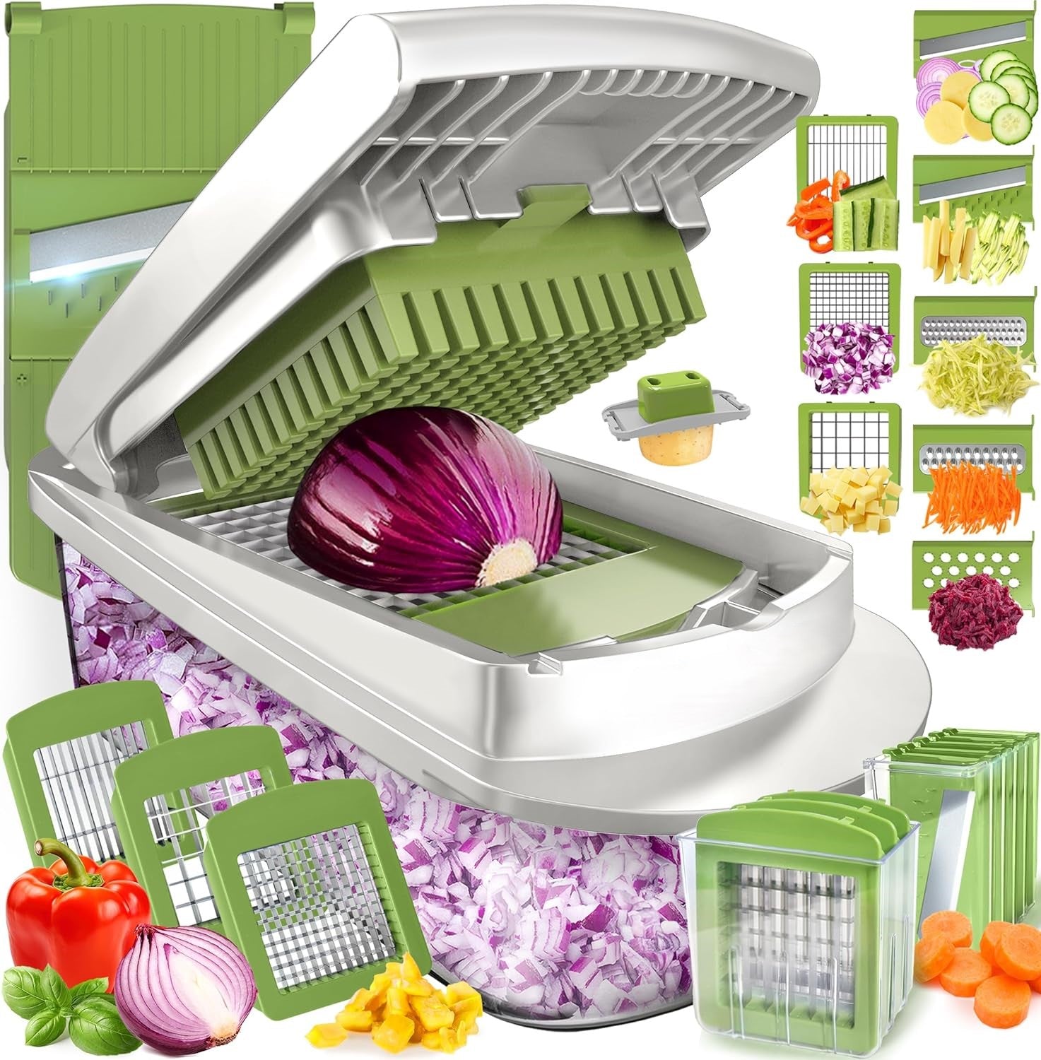 Mandoline Slicer with 8 Blades – Kitchen Prep Tool for Dicing, Julienne, and Shredding Vegetables | Thomler