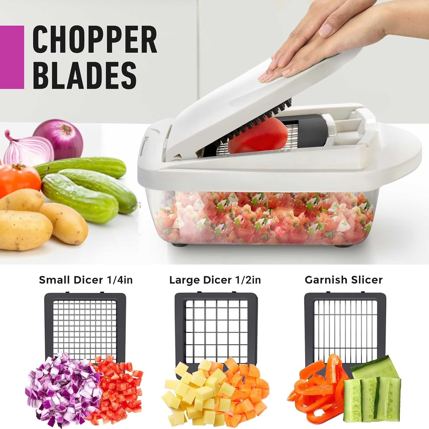 Mandoline Slicer with 8 Blades – Kitchen Prep Tool for Dicing, Julienne, and Shredding Vegetables | Thomler