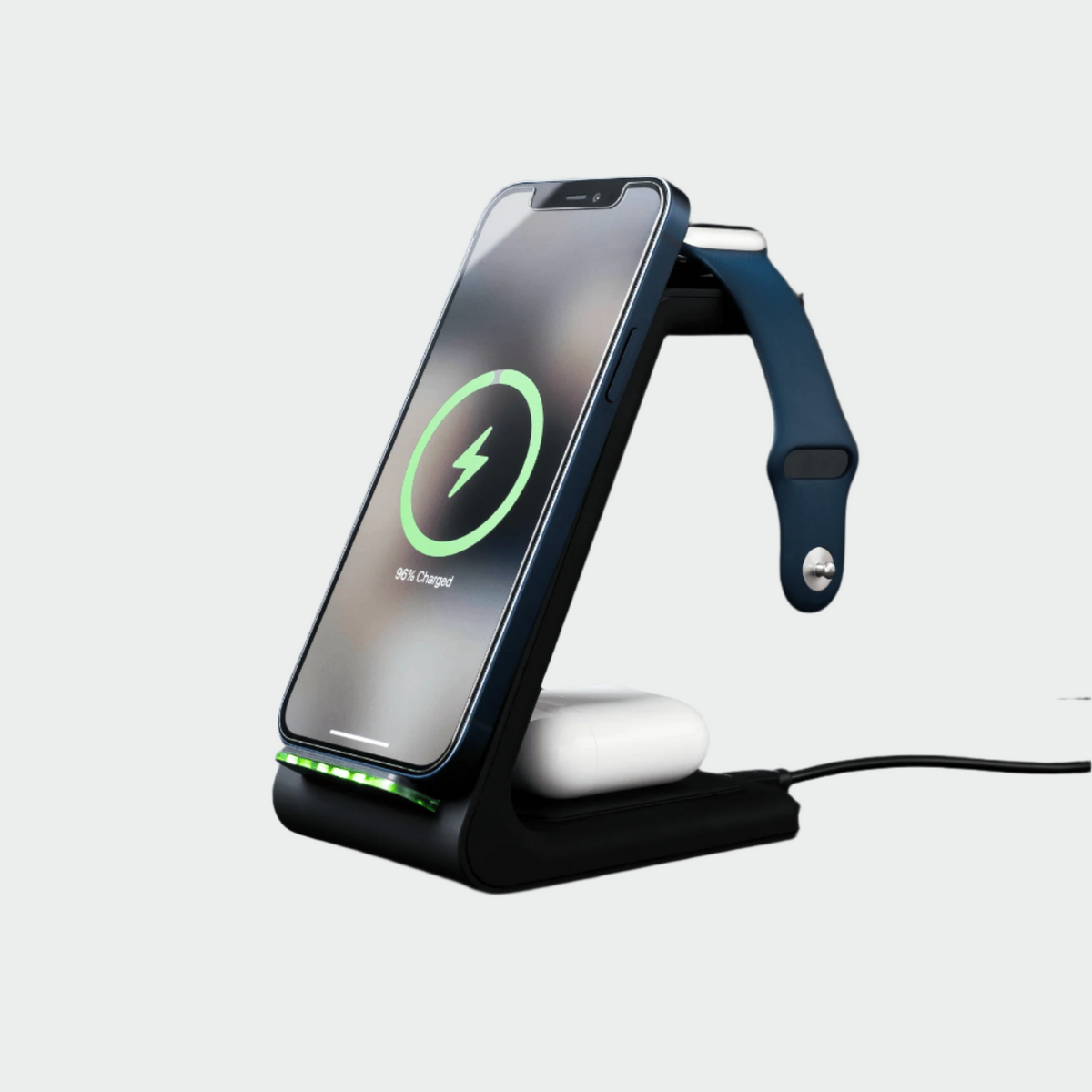 Multi-Device Qi Charging Dock – Power Up to 3 Gadgets Simultaneously | Fast 15W Wireless Charger for Phone, Watch & Earbuds | Thomler