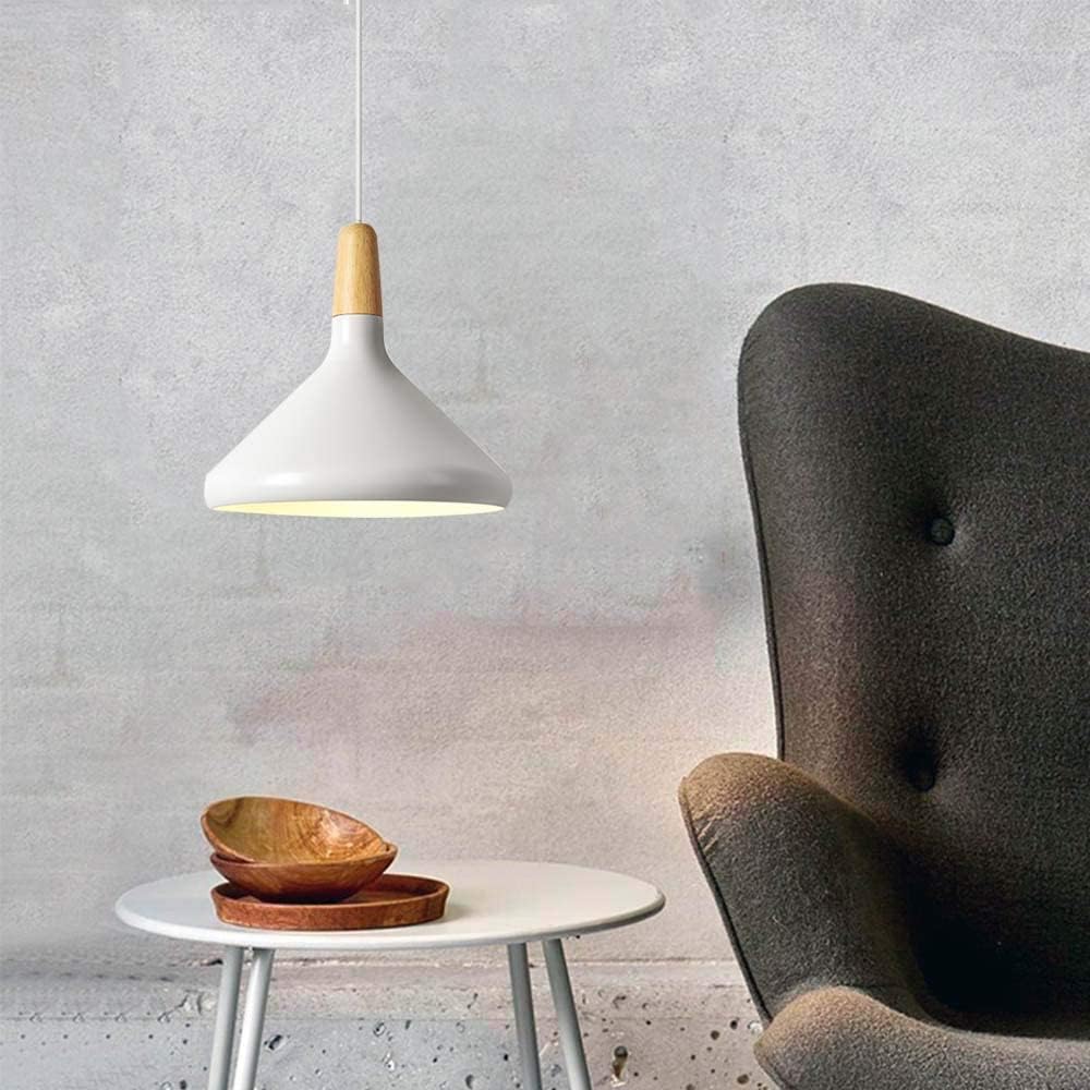 Pendant Light Aluminium Wood E27 White Dining Room Kitchen Island Scandinavian Ceiling Lighting | Thomler