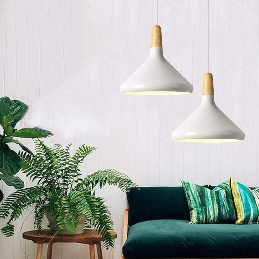 Pendant Light Aluminium Wood E27 White Dining Room Kitchen Island Scandinavian Ceiling Lighting | Thomler