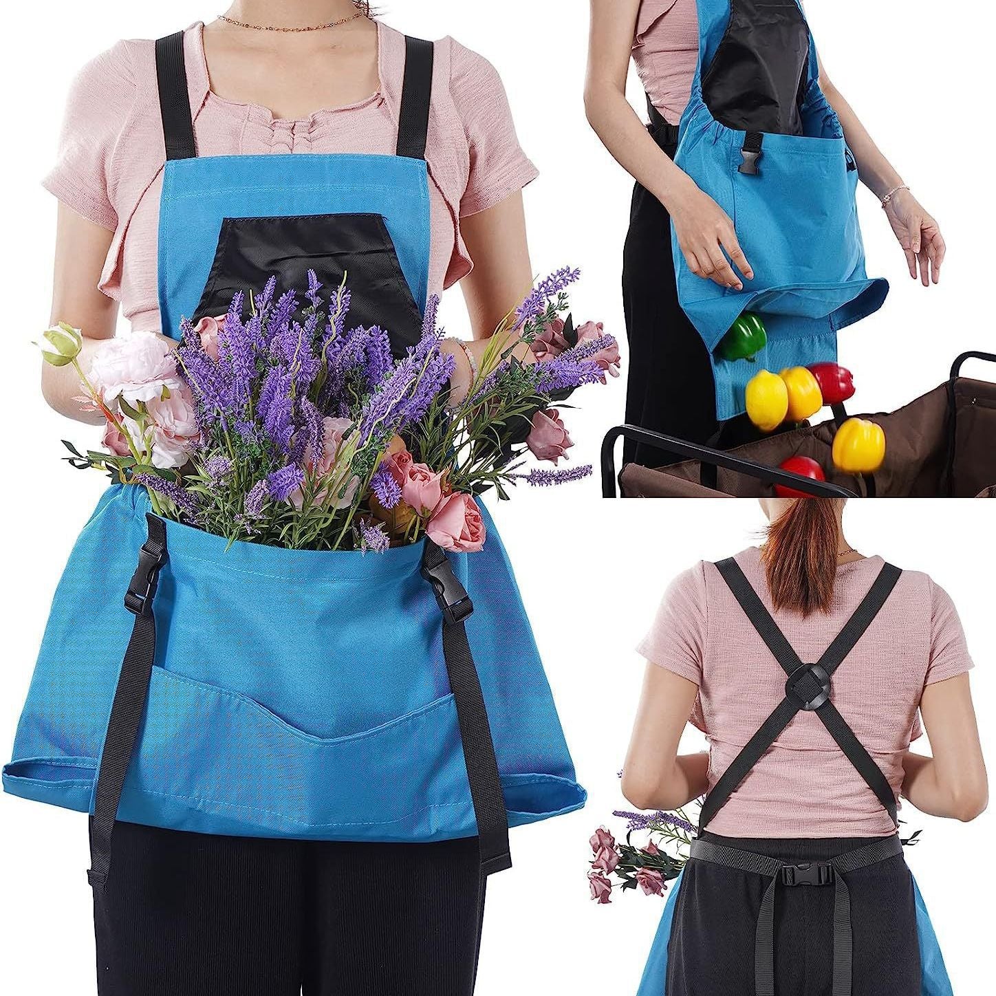 Garden Work Apron with Tool Pockets – Waterproof Oxford Cloth, Adjustable Cross-Back Straps for Men & Women, Mud-Proof Yard Work Protection | Thomler