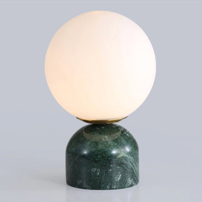 Marble Table Lamp 9.1 in (23.0 cm) Glass Globe Indoor Ambient Lighting Minimalist Modern Desk Light | Thomler