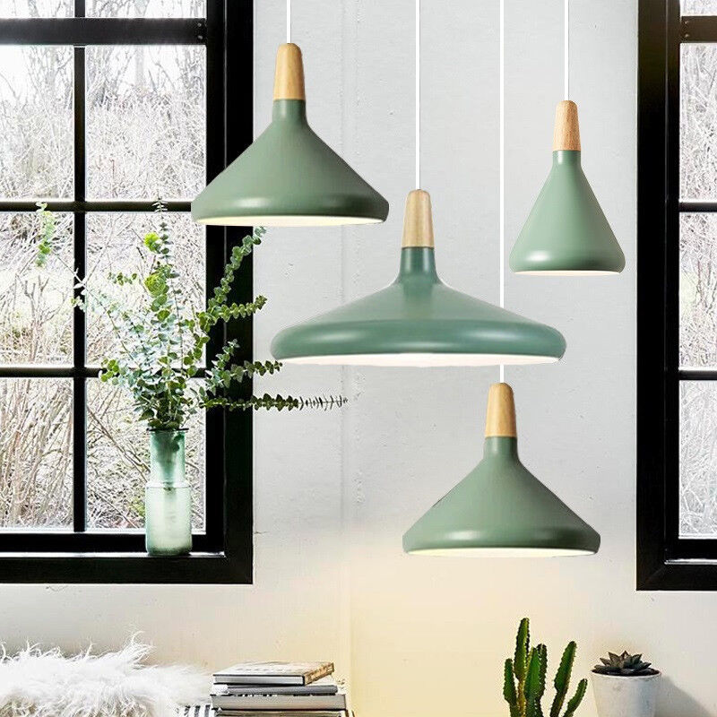 Pendant Light Aluminium Wood E27 White Dining Room Kitchen Island Scandinavian Ceiling Lighting | Thomler