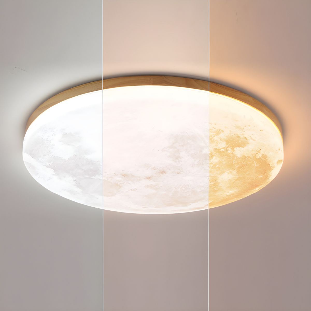 Ceiling Light Wood Acrylic 48.0 cm Moon Design Bedroom Living Room Flush Mount LED Ambient Lighting | Thomler