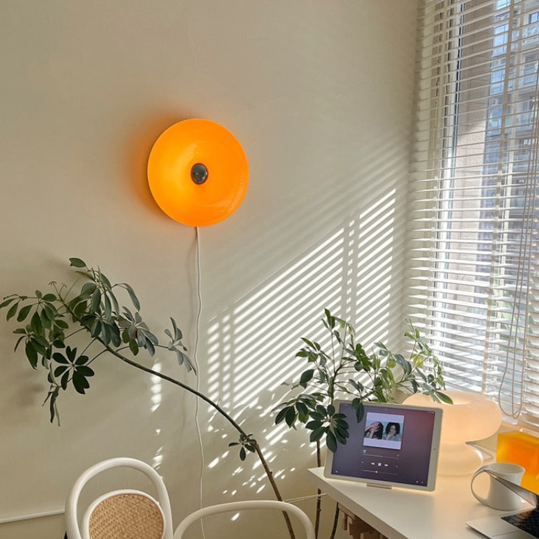 Wall Lamp Glass 9.8 in Donut Shape Orange Modern Interiors Touch Activated LED Ambient Lighting | Thomler