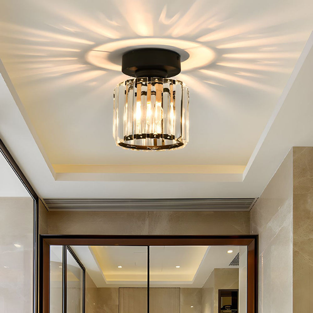 Ceiling Light Crystal Brass E27 Compact Hallway Bedroom Living Room Flush Mount Lighting Fixture | Thomler