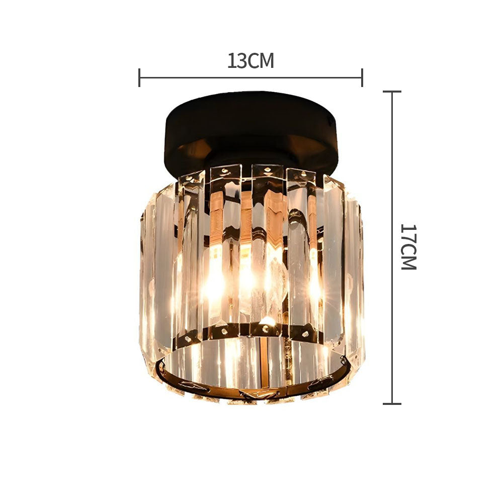 Ceiling Light Crystal Brass E27 Compact Hallway Bedroom Living Room Flush Mount Lighting Fixture | Thomler