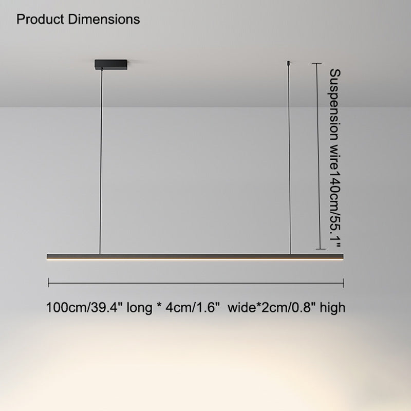 Linear Pendant Light Metal 39 in Adjustable Kitchen Island LED Warm White 3000K-6000K Modern Dining Room Hanging Lamp | Thomler