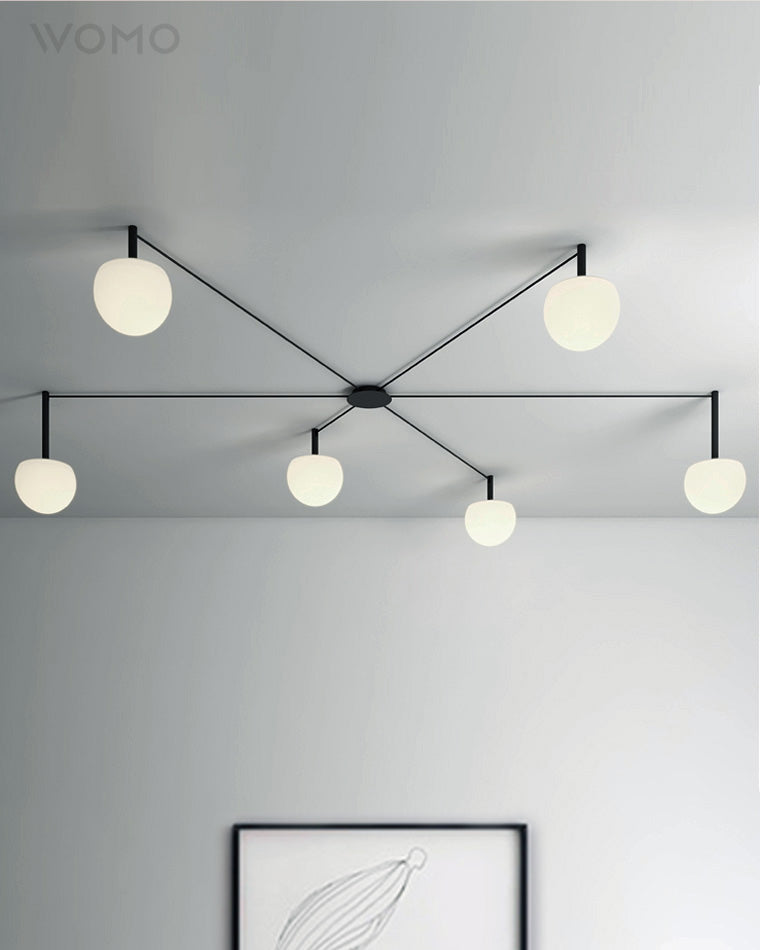 Ceiling Lamp Metal Glass Adjustable 120.0 cm White Living Room Bedroom Frosted Globe Pendant Lighting Modern Scandinavian Fixture | Thomler