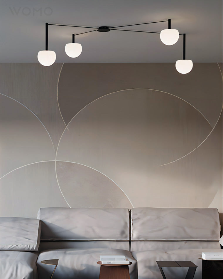 Ceiling Lamp Metal Glass Adjustable 120.0 cm White Living Room Bedroom Frosted Globe Pendant Lighting Modern Scandinavian Fixture | Thomler
