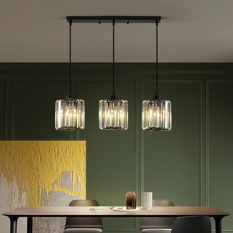 Cylindrical Glass Hanging Fixture with Metal Hardware for Dining Room & Bedroom | Thomler