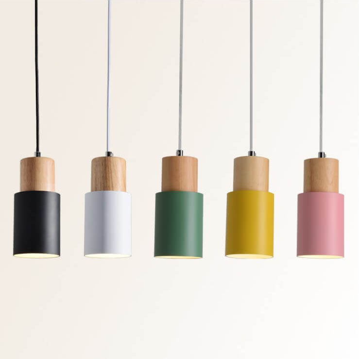Industrial Metal & Wood Pendant Light – Single Bulb Hanging Fixture for Kitchen Island, Dining Room & Entryway – Adjustable Cord Ceiling | Thomler