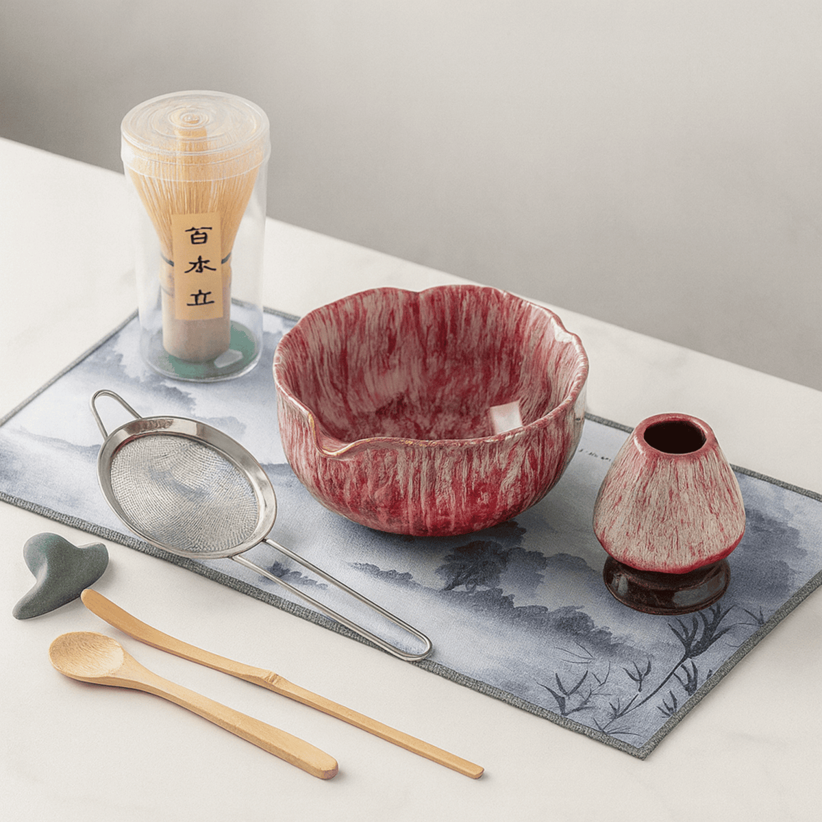 Ceremonial Matcha Tea Set – 8-Piece Handmade Ceramic & Bamboo Collection with Bowl, Whisk & Accessories | Thomler