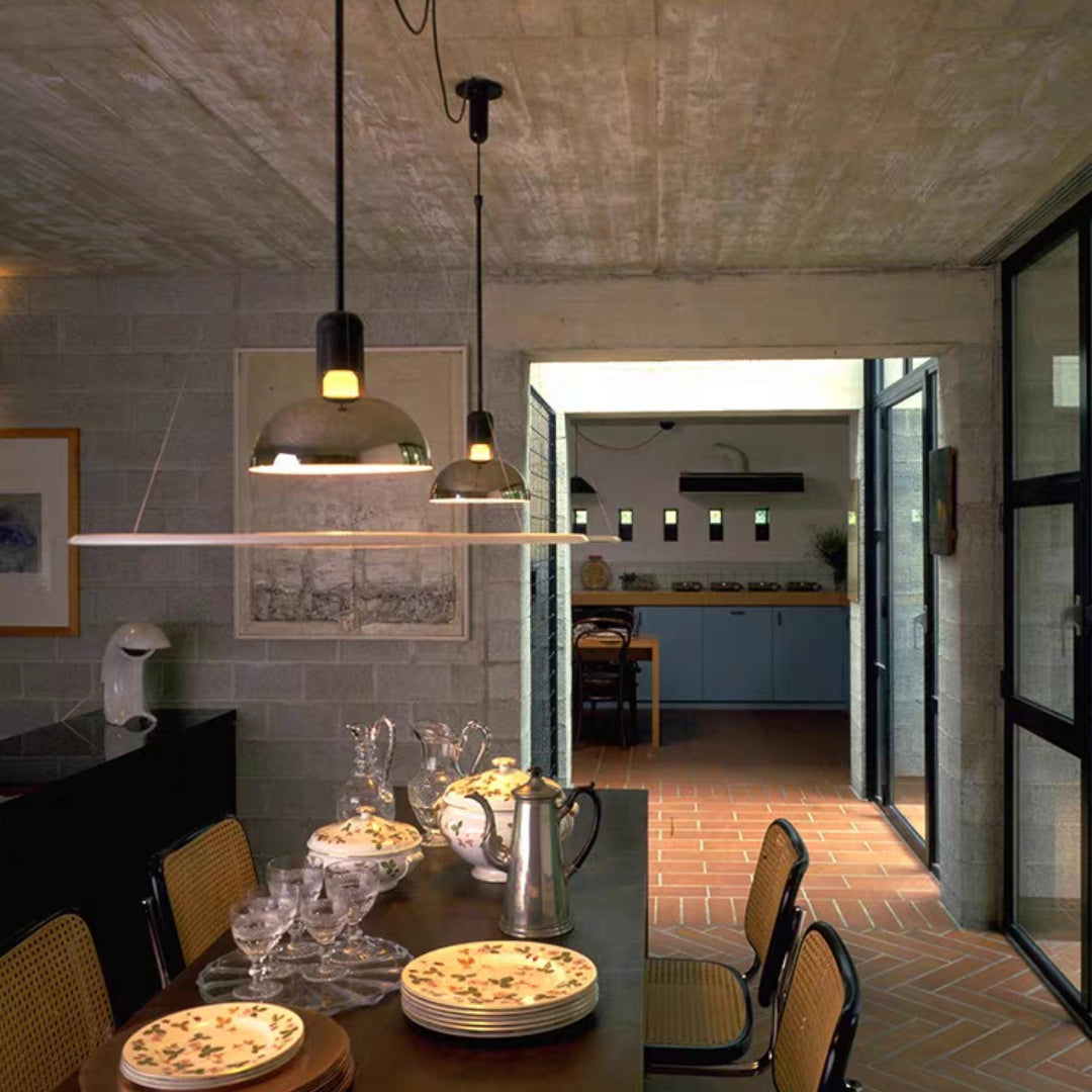 Contemporary Bell-Shaped Glass Pendant Light with Metal Canopy for Kitchen Island & Dining Room | Thomler