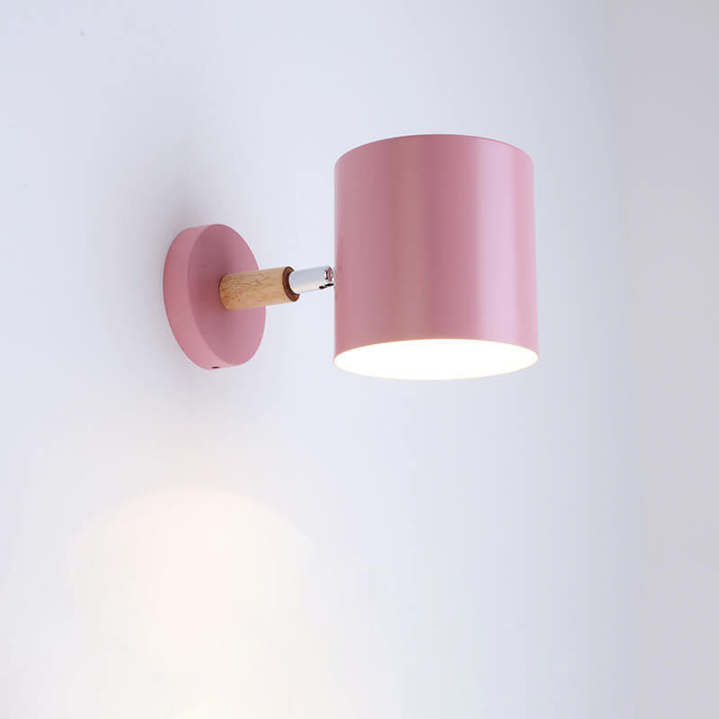 Wall Lamp Metal Wood E27 13.0 cm Pink Bedroom Bedside Reading Scandinavian Adjustable Lighting | Thomler