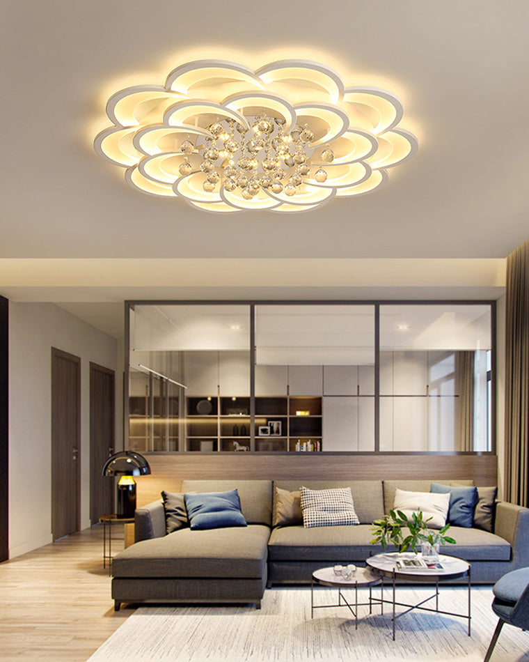 Ceiling Light Crystal Dimmable 26W 20.5 in Living Room Bedroom Ambient Lighting Decorative Modern Fixture | Thomler
