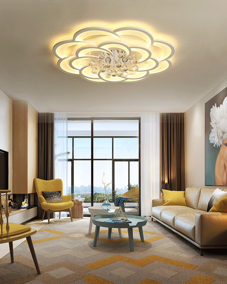 Ceiling Light Crystal Dimmable 26W 20.5 in Living Room Bedroom Ambient Lighting Decorative Modern Fixture | Thomler