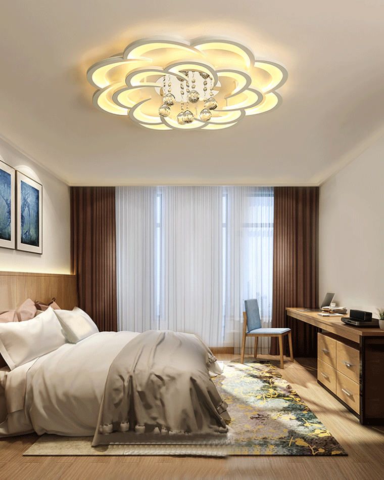 Ceiling Light Crystal Dimmable 26W 20.5 in Living Room Bedroom Ambient Lighting Decorative Modern Fixture | Thomler