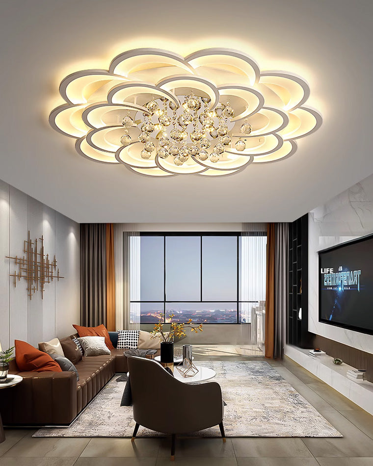 Ceiling Light Crystal Dimmable 26W 20.5 in Living Room Bedroom Ambient Lighting Decorative Modern Fixture | Thomler