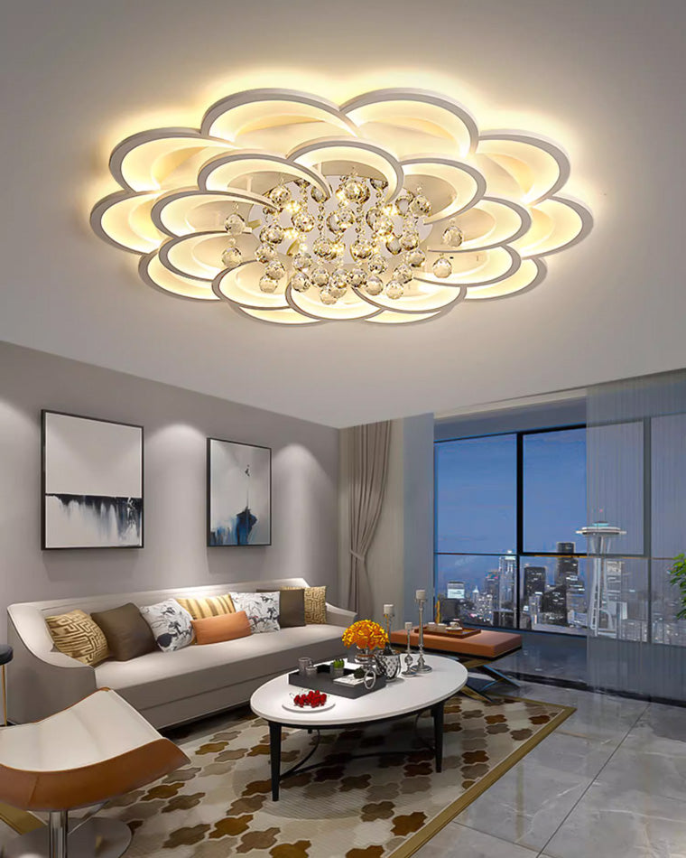 Ceiling Light Crystal Dimmable 26W 20.5 in Living Room Bedroom Ambient Lighting Decorative Modern Fixture | Thomler