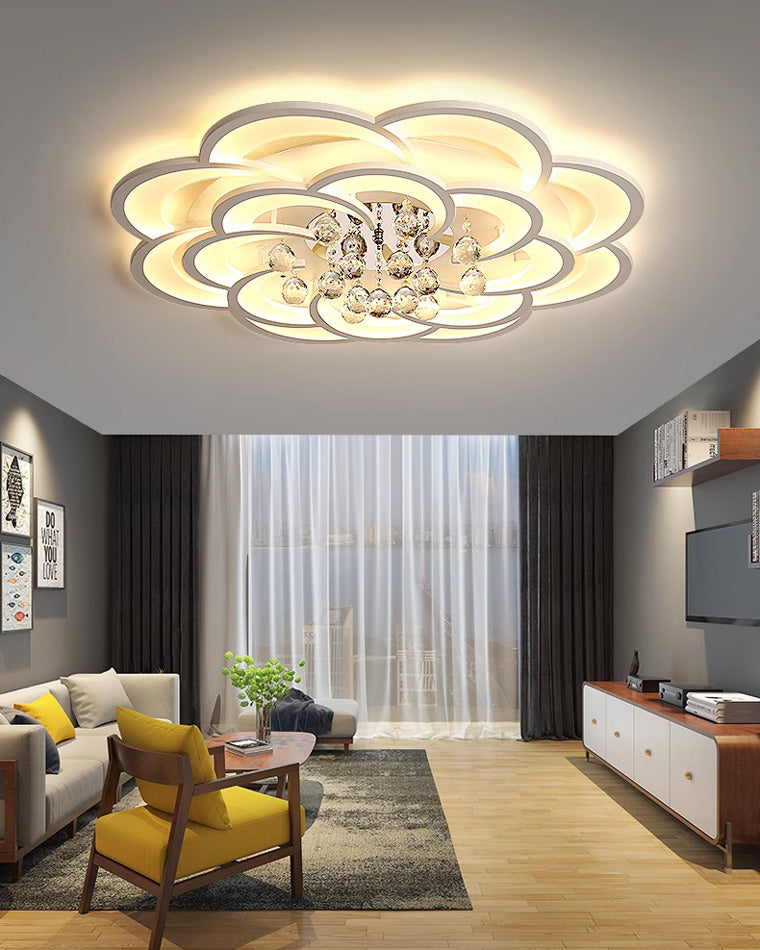 Ceiling Light Crystal Dimmable 26W 20.5 in Living Room Bedroom Ambient Lighting Decorative Modern Fixture | Thomler