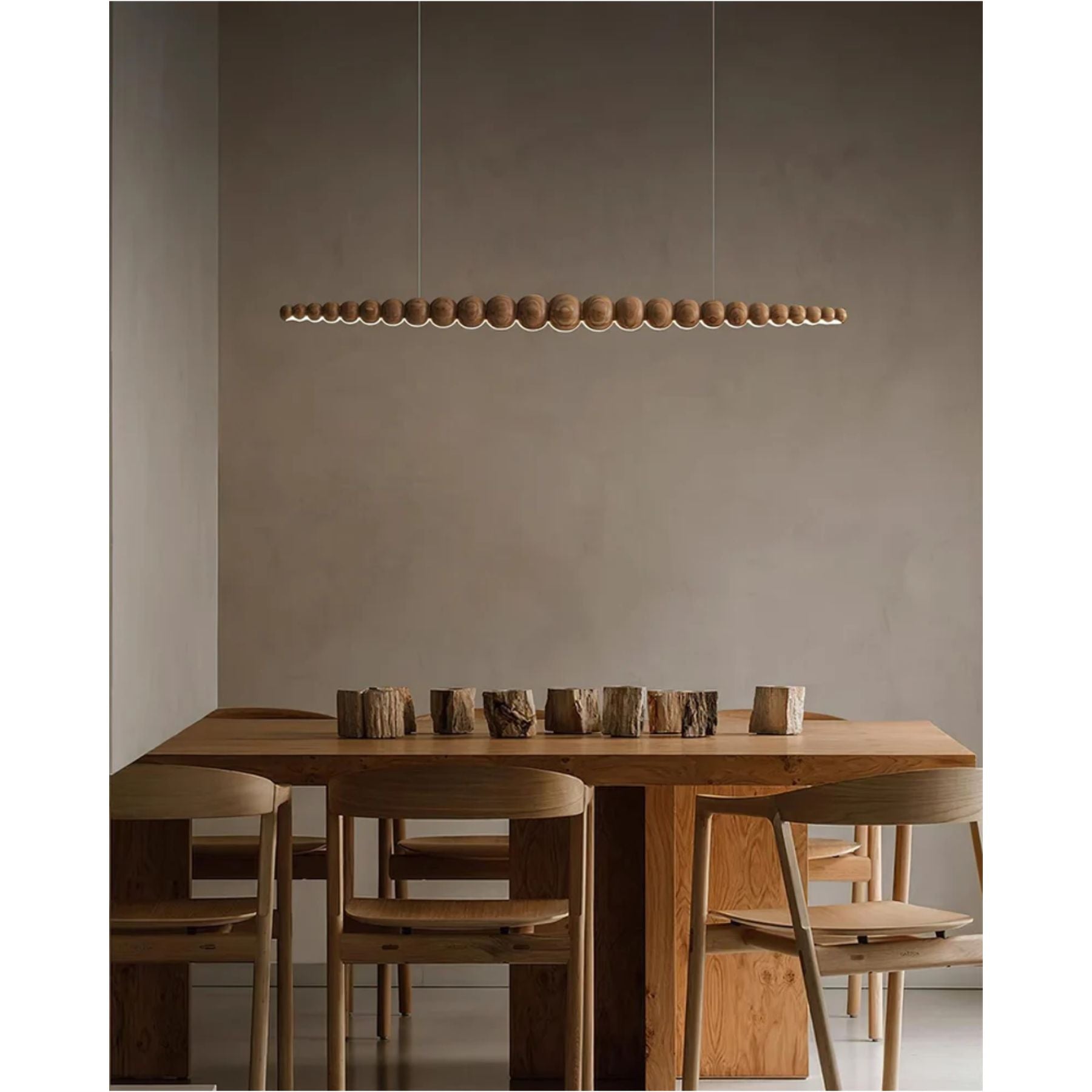 Pendant Light Wood Metal LED Warm White Adjustable Dining Table Kitchen Island Linear Hanging Ceiling Lamp Scandinavian Modern | Thomler