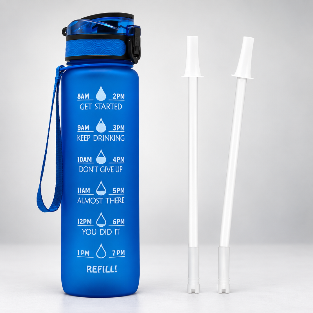 1L Time-Marked Water Bottle with Motivational Tracker for Daily Hydration Goals | Thomler