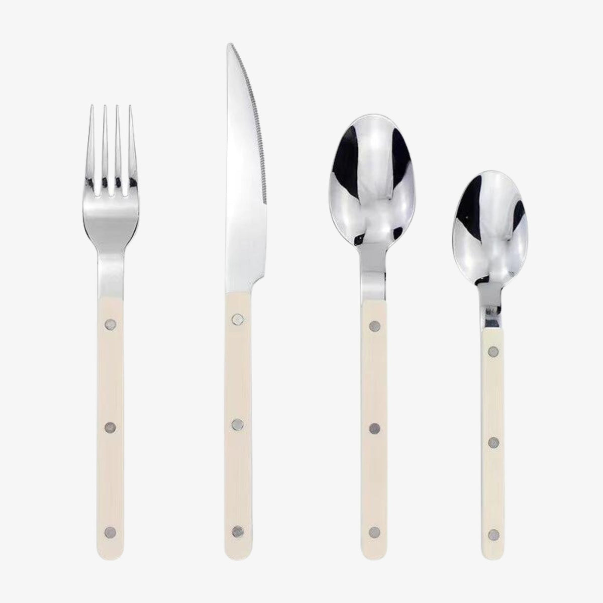 Flatware Set for 6 – Riveted Handle Silverware Service with Knife Fork Spoon – Slim Bistro Stainless Steel Dining Utensils for Everyday | Thomler