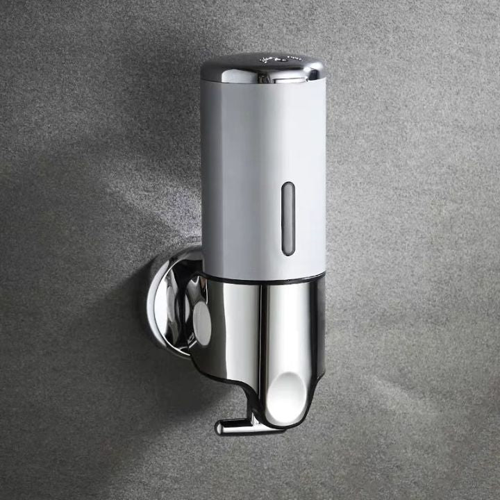 Wall Mount Soap Dispenser with Push Pump - Stainless Steel Liquid Holder for Shampoo, Lotion & Hand Wash in Bathroom, Kitchen, Shower | Thomler