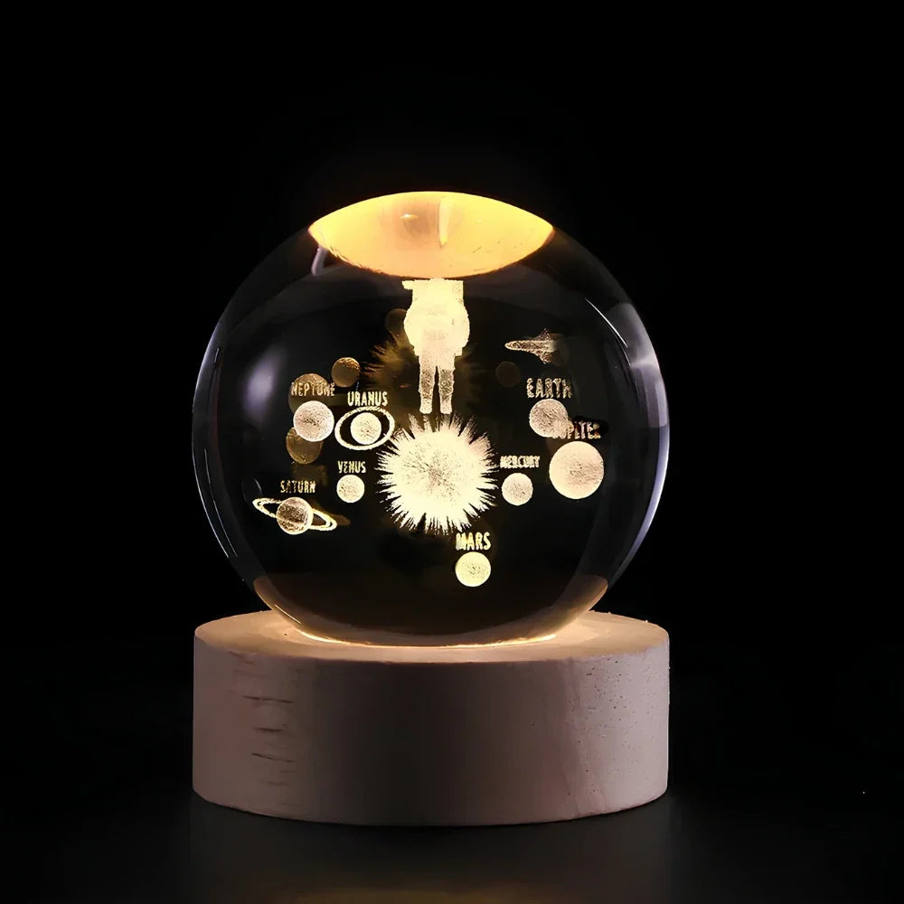 Cosmic Crystal Ball Night Light with LED Color Display | 25 Space Designs | USB Powered Galaxy Sphere Lamp for Bedroom, Living Room & Gift | Thomler