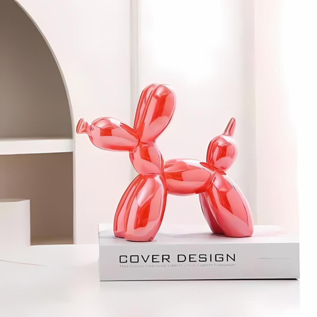 Ceramic Balloon Dog Sculpture – Glossy Tabletop Art Accent for Shelves, Mantels & Desks – Pop Art Style Home Decor Statement Piece | Thomler