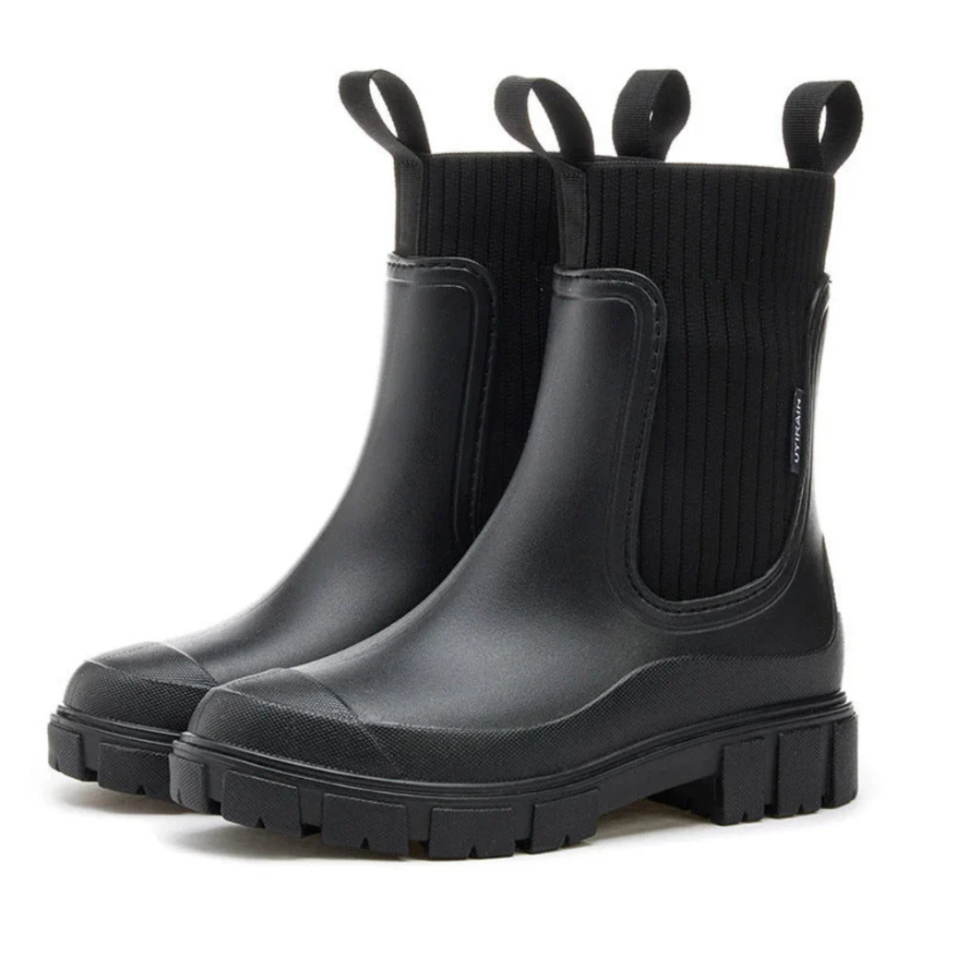 Women's Waterproof Ankle Rain Boots with Non-Slip Sole – Chelsea Pull-On Short Booties for Wet Weather, Urban Commute & Outdoor | Thomler
