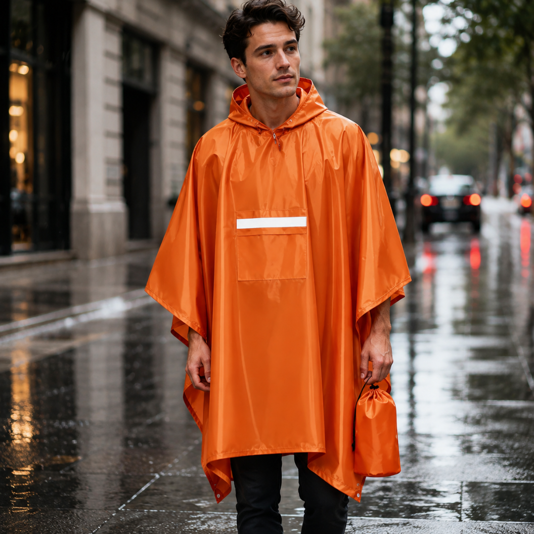 Oversized Waterproof Rain Poncho with Adjustable Hood & Storage Pouch for Hiking & Festivals | Thomler