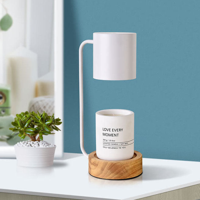 Flameless Scented Wax Warmer Lamp with Wood Base & Dimmable Ambient Light for Bedroom Living Room | Thomler