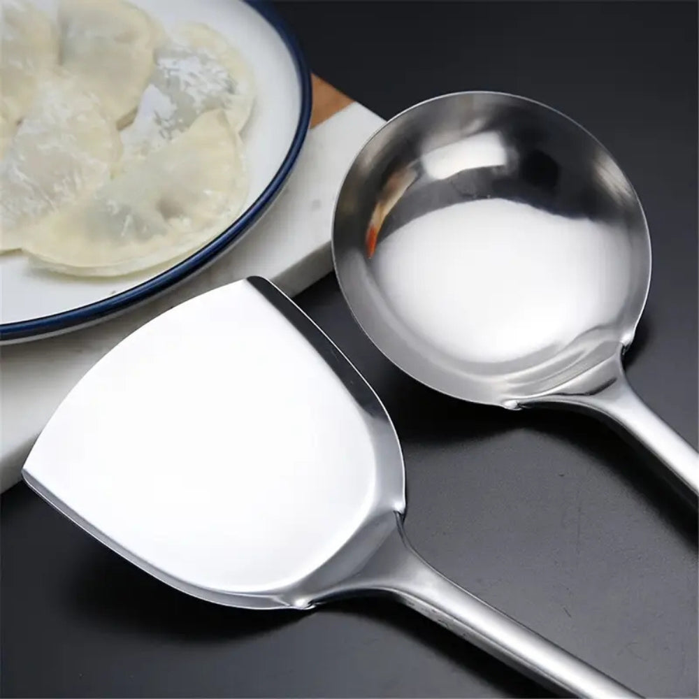 Kitchen Utensil Set Stainless Steel 5-Piece Kit Spatula Ladle Skimmer Tools Heat Resistant Professional Chef Cookware for Home Restaurant | Thomler
