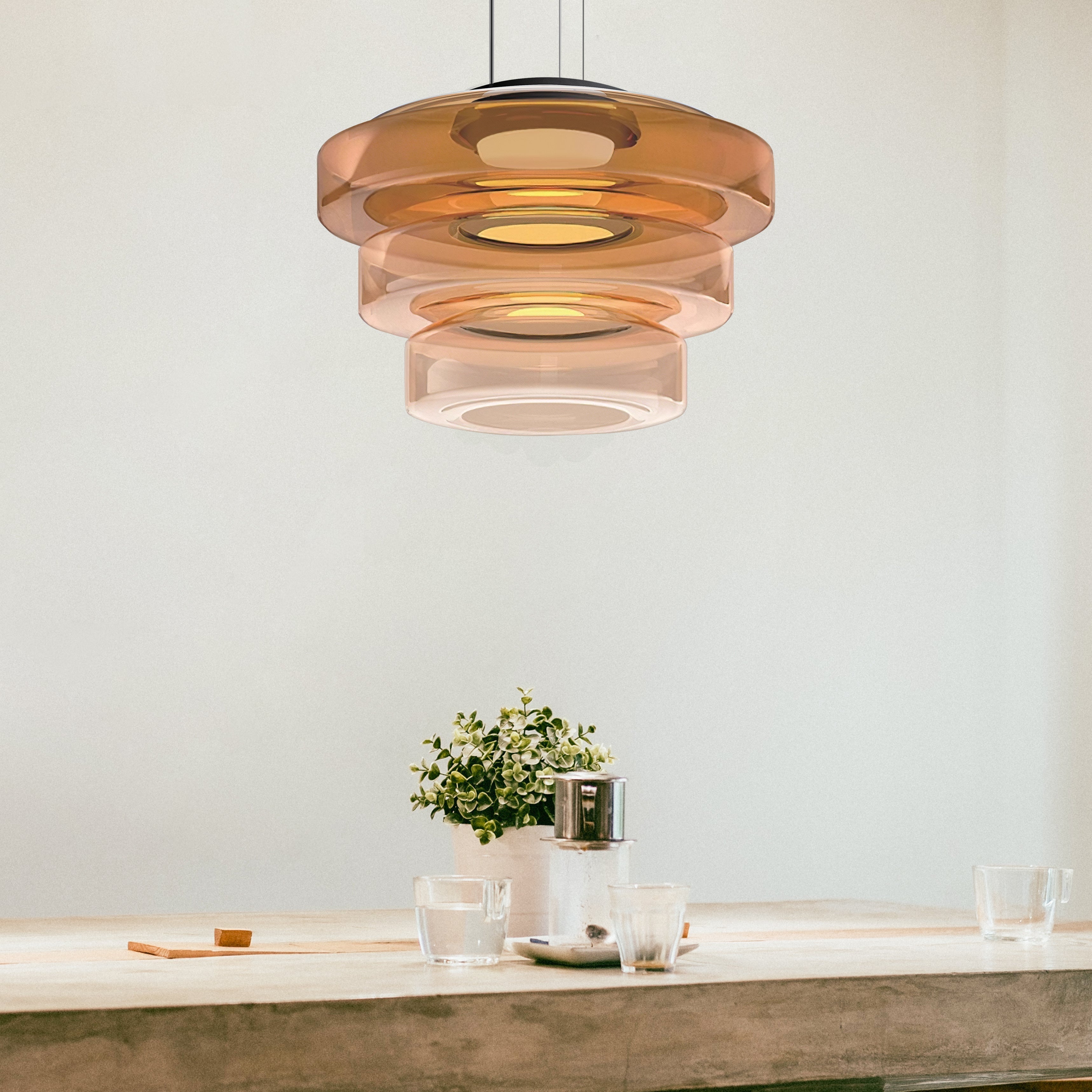 Pendant Light Layered Glass 30.0 cm Amber Dining Room Living Room Ceiling Lamp Modern Atmosphere Lighting | Thomler