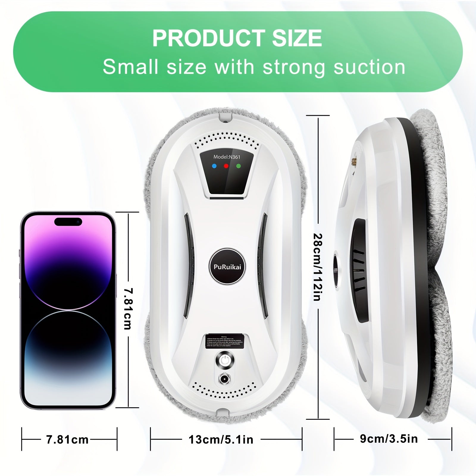 Robotic Window Cleaner with Remote Control for Streak-Free Glass – Automatic Suction Cleaner for Windows, Mirrors & Doors | Thomler