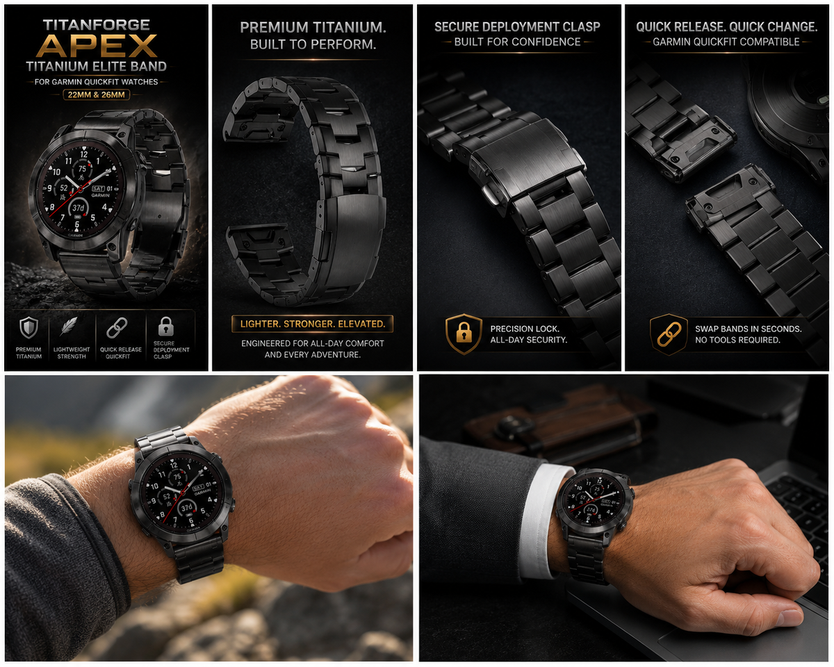 Premium Titanium Watch Band for Garmin Fenix 9 – Metal Link Bracelet with Tool-Free QuickFit Connection – 22mm & 26mm Options for 47mm / | Thomler