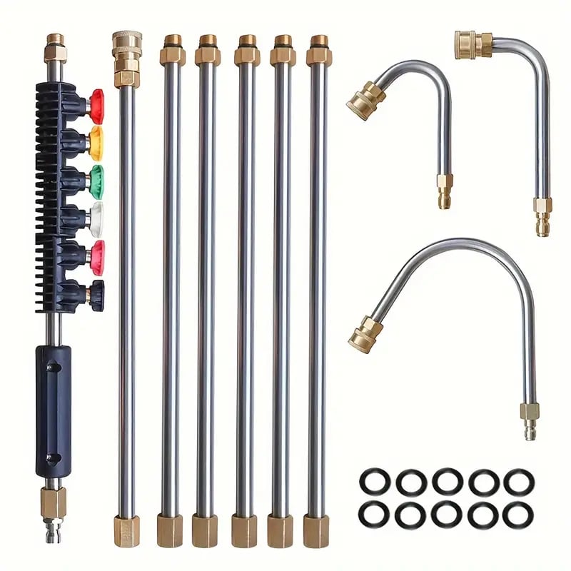 Extendable Pressure Washer Wand Kit 4000 PSI with Angled Nozzle for Gutters Siding Second Story Home Exterior | Thomler