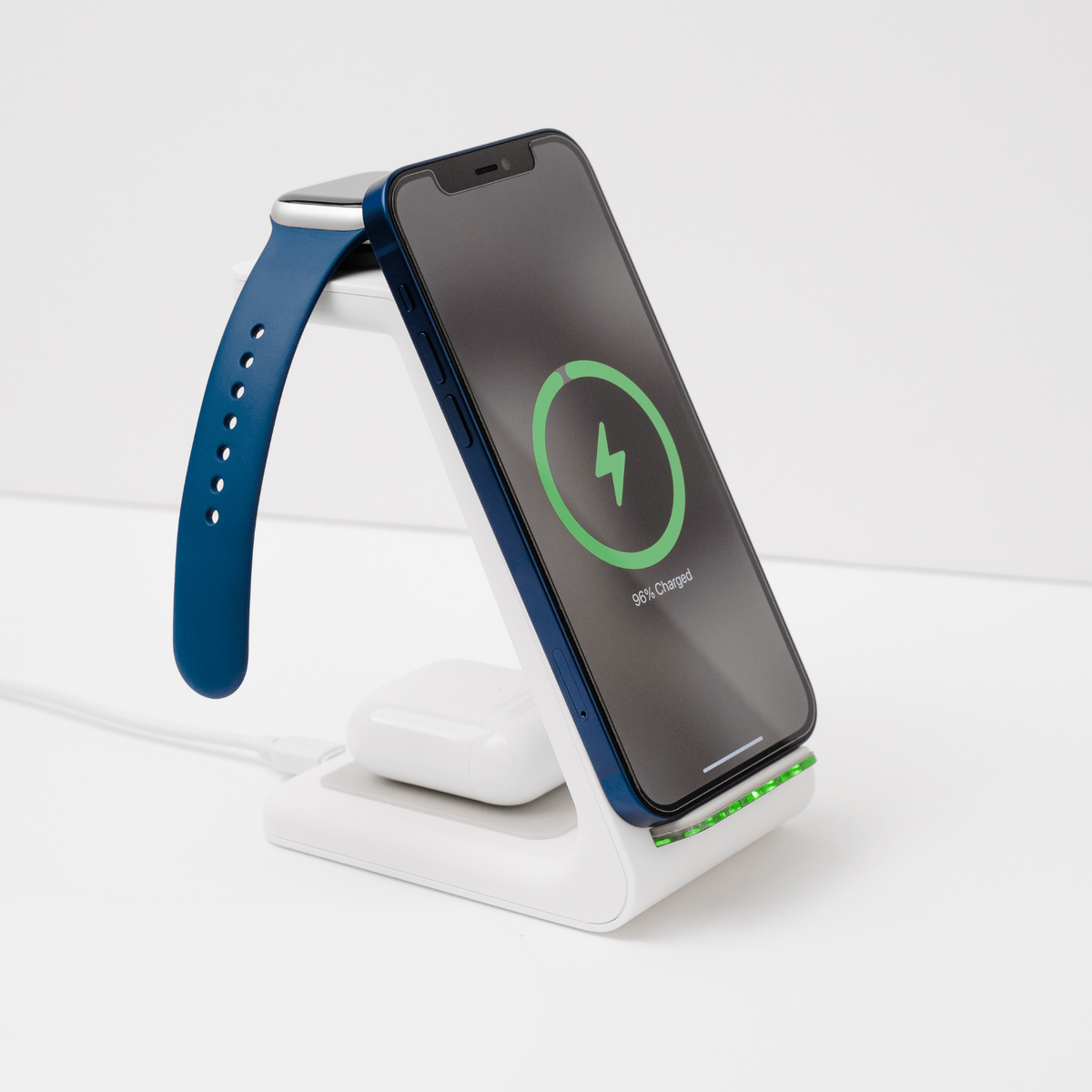Multi-Device Qi Charging Dock – Power Up to 3 Gadgets Simultaneously | Fast 15W Wireless Charger for Phone, Watch & Earbuds | Thomler