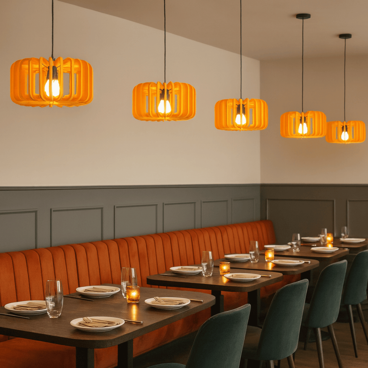 Noise-Reducing Felt Hanging Lamp – Sound-Absorbing Cone Pendant for Dining Rooms, Cafes & Open Spaces | Thomler